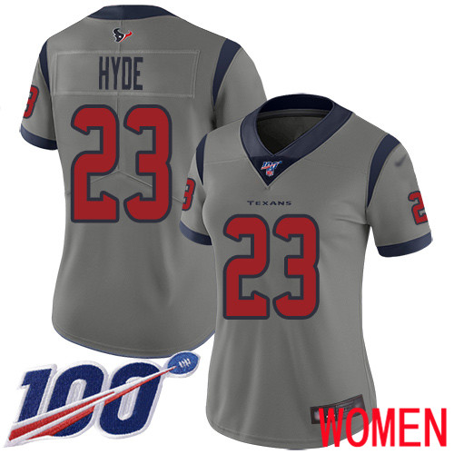 Houston Texans Limited Gray Women Carlos Hyde Jersey NFL Football #23 100th Season Inverted Legend